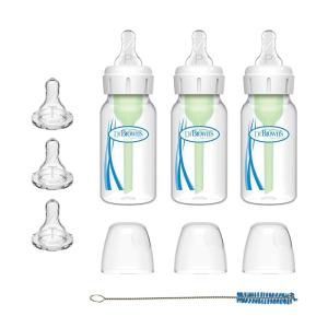imageDr Browns Preemie Flow Bottle Set AntiColic Options Baby Bottles with Preemie Flow and Level T Nipples 4oz120mL 0m  3 Pack