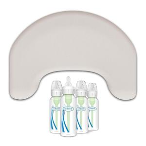 imageDr Browns Feeding Comfort Bundle Light Gray Nursing Pillow  4Pack AntiColic Bottle 8 oz L12Piece Set