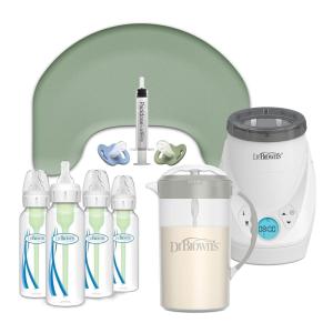imageDr Browns Newborn Registry Hero Bundle Storm Green Nursing Pillow  Pacidose Medicine Dispenser  Formula Mixing Pitcher  MilkSPA ampamp Bottle Warmer  4Pack AntiColic Bottle8 oz L15Piece Set