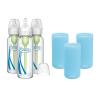 imageDr Browns Natural Flow AntiColic Options Narrow Glass Baby Bottles 8 oz250 mL with Level 1 Slow Flow Nipple 3 Pack 0m with Blue 100 Silicone Sleeves BPAFree