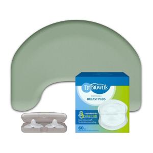 imageDr Browns Comfort ampamp Calm Set Size 2 Bundle Storm Green Nursing Pillow  Butterfly Breastfeeding Nipple Shield 24mm  60ct Disposable OneUse Absorbent Breast Pads  3Piece Set
