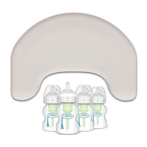 imageDr Browns Feeding Comfort Bundle Light Gray Nursing Pillow  4Pack WideNeck Bottle 5 oz L12Piece Set