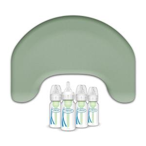 imageDr Browns Feeding Comfort Bundle Storm Green Nursing Pillow  4Pack AntiColic Bottle 4 oz L12Piece Set