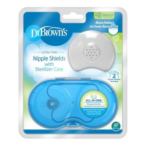 imageDr Browns Nipple Shields with Case Size 2  25 mm and Up Stretch Fit for Latch Difficulties Flatinverted Nipples Silicone Nipple Shield