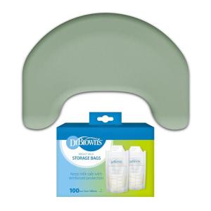 imageDr Browns Nursing ampamp Storage Starter Bundle Storm Green Nursing Pillow  100ct Breast Milk Storage Bags  2Piece Set