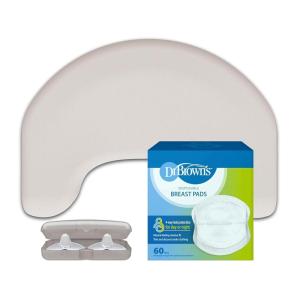 imageDr Browns Comfort ampamp Calm Set Size 2 Bundle Light Gray Nursing Pillow  Butterfly Breastfeeding Nipple Shield 24mm  60ct Disposable OneUse Absorbent Breast Pads  3Piece Set