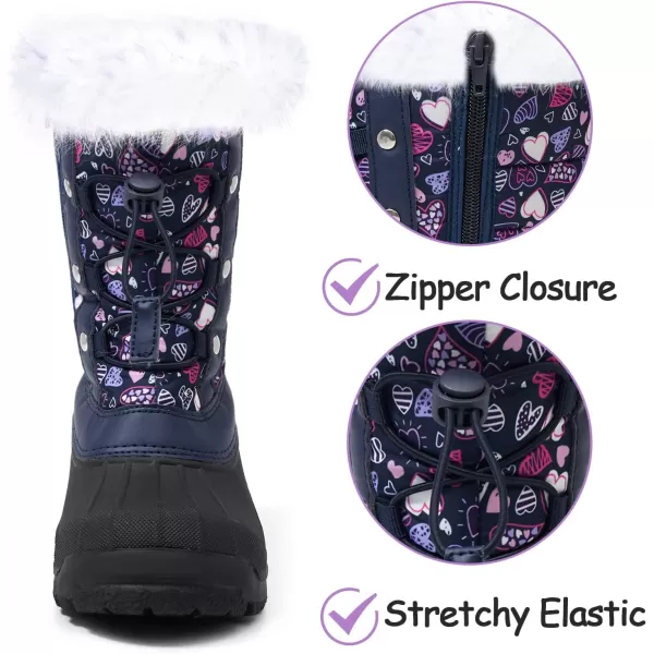 K KomForme Boys &amp; Girls Snow Boots Insulated Fur Lined Warm Anti-Slip Waterproof Winter Boot 