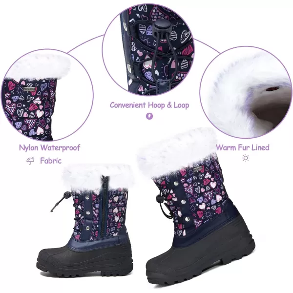 K KomForme Boys &amp; Girls Snow Boots Insulated Fur Lined Warm Anti-Slip Waterproof Winter Boot 