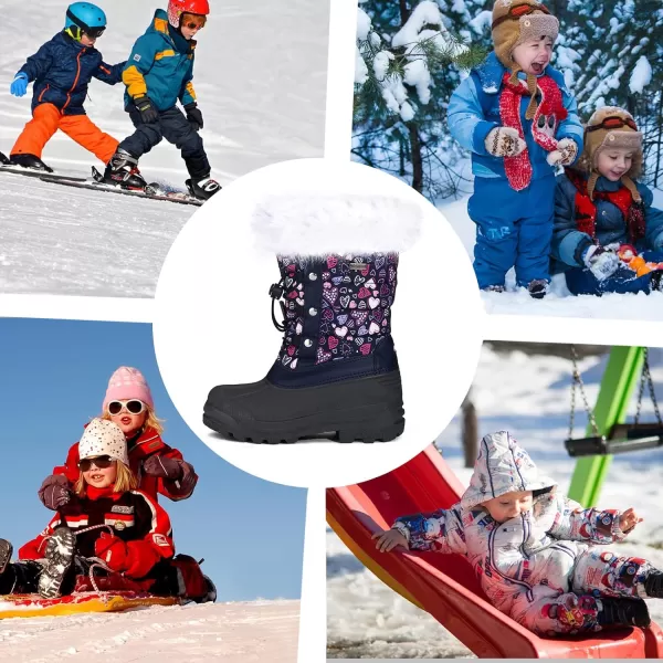 K KomForme Boys &amp; Girls Snow Boots Insulated Fur Lined Warm Anti-Slip Waterproof Winter Boot 