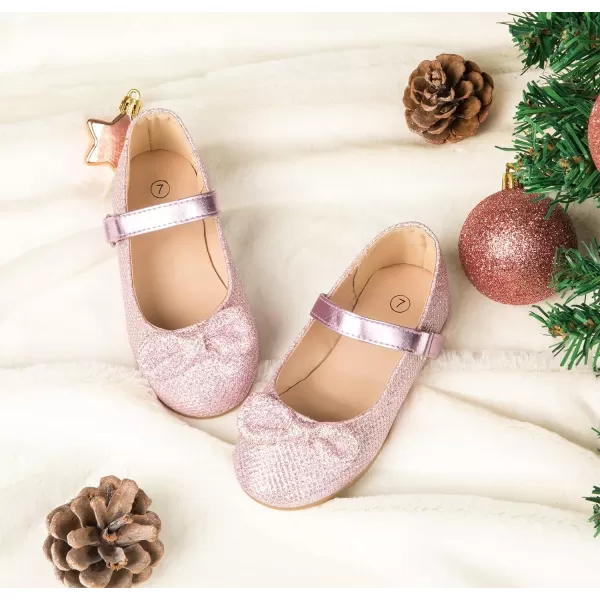 K KomForme Girl's Ballet Flats Non-Slip Soft Mary Jane Walking Party Dress Shoes for Toddler/Little Kid/Big Kid