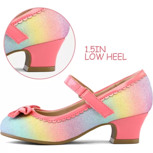 K KomForme Girl's Dress Shoes Mary Jane Glitter 1.5in Low Heel Wedding Party Princess Shoes for Toddler/Little/Big Kids