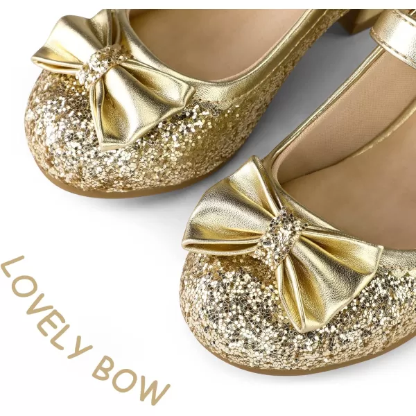 K KomForme Girl's Dress Shoes Mary Jane Glitter 1.5in Low Heel Wedding Party Princess Shoes for Toddler/Little/Big Kids