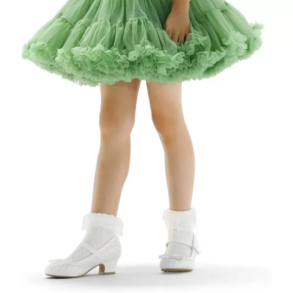K KomForme Girl's Dress Shoes Mary Jane Glitter 1.5in Low Heel Wedding Party Princess Shoes for Toddler/Little/Big Kids