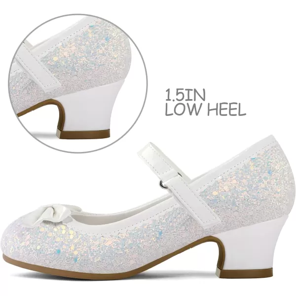 K KomForme Girl's Dress Shoes Mary Jane Glitter 1.5in Low Heel Wedding Party Princess Shoes for Toddler/Little/Big Kids