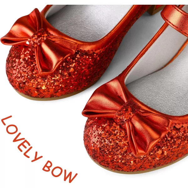 K KomForme Girl's Dress Shoes Mary Jane Glitter 1.5in Low Heel Wedding Party Princess Shoes for Toddler/Little/Big Kids