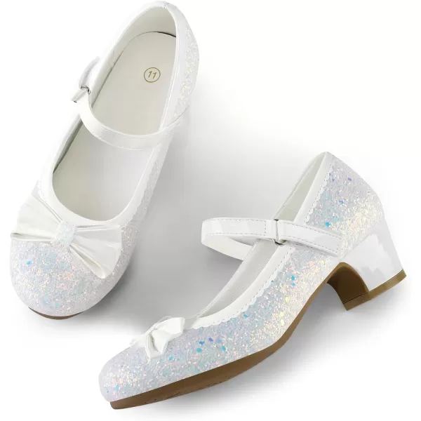 K KomForme Girl's Dress Shoes Mary Jane Glitter 1.5in Low Heel Wedding Party Princess Shoes for Toddler/Little/Big Kids