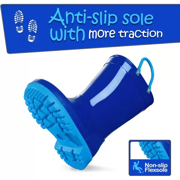K KomForme Kids Rain Boots, Toddler Girls &amp; Boys Rain Boots Waterproof Memory Foam Insole and Easy-on Handles