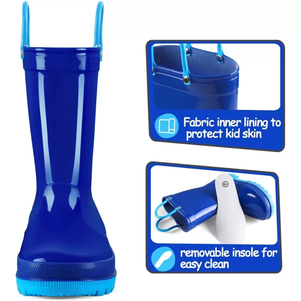 K KomForme Kids Rain Boots, Toddler Girls &amp; Boys Rain Boots Waterproof Memory Foam Insole and Easy-on Handles