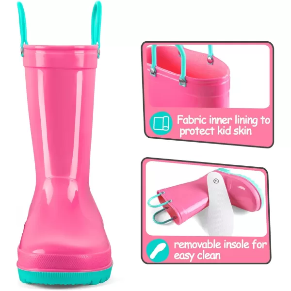 K KomForme Kids Rain Boots, Toddler Girls &amp; Boys Rain Boots Waterproof Memory Foam Insole and Easy-on Handles