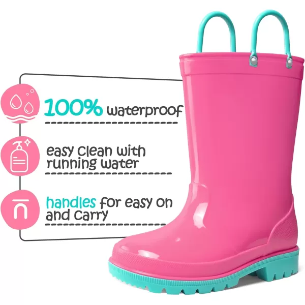 K KomForme Kids Rain Boots, Toddler Girls &amp; Boys Rain Boots Waterproof Memory Foam Insole and Easy-on Handles
