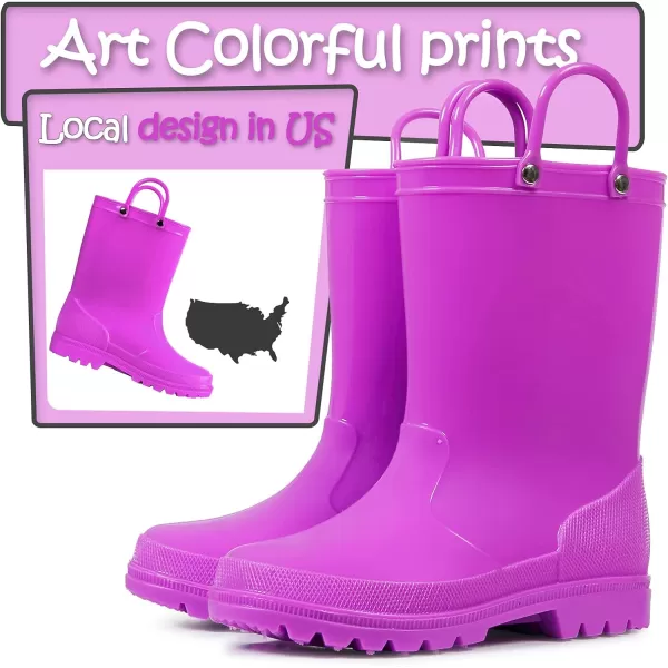 K KomForme Kids Rain Boots, Toddler Girls &amp; Boys Rain Boots Waterproof Memory Foam Insole and Easy-on Handles