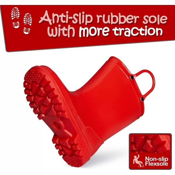 K KomForme Kids Rain Boots, Toddler Girls &amp; Boys Rain Boots Waterproof Memory Foam Insole and Easy-on Handles
