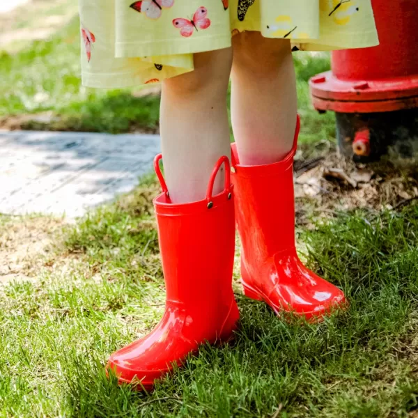 K KomForme Kids Rain Boots, Toddler Girls &amp; Boys Rain Boots Waterproof Memory Foam Insole and Easy-on Handles