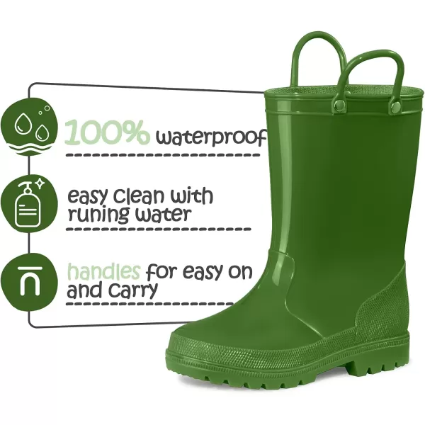 K KomForme Kids Rain Boots, Toddler Girls &amp; Boys Rain Boots Waterproof Memory Foam Insole and Easy-on Handles