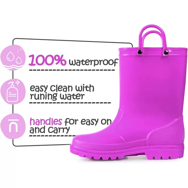 K KomForme Kids Rain Boots, Toddler Girls &amp; Boys Rain Boots Waterproof Memory Foam Insole and Easy-on Handles