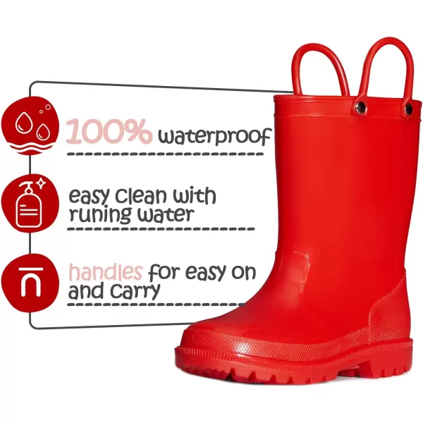 K KomForme Kids Rain Boots, Toddler Girls &amp; Boys Rain Boots Waterproof Memory Foam Insole and Easy-on Handles