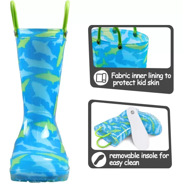 K KomForme Kids Rain Boots, Waterproof Light up Boots with Easy-on Handles