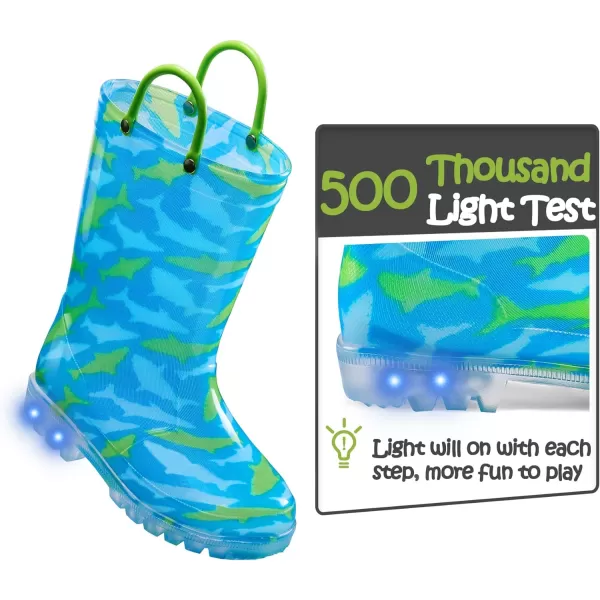 K KomForme Kids Rain Boots, Waterproof Light up Boots with Easy-on Handles