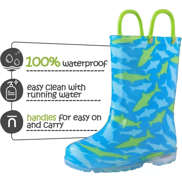 K KomForme Kids Rain Boots, Waterproof Light up Boots with Easy-on Handles