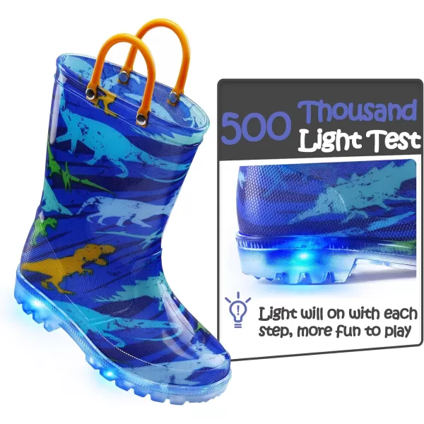 K KomForme Kids Rain Boots, Waterproof Light up Boots with Easy-on Handles