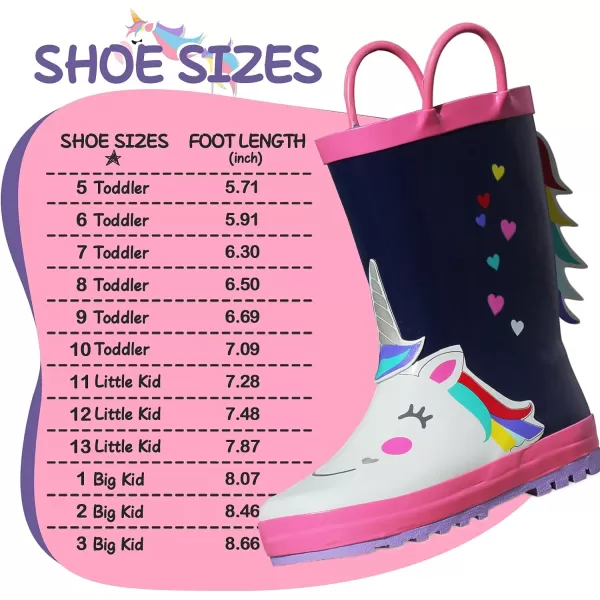 K KomForme Kids Rain Boots Waterproof Printed Rubber boots with Handles
