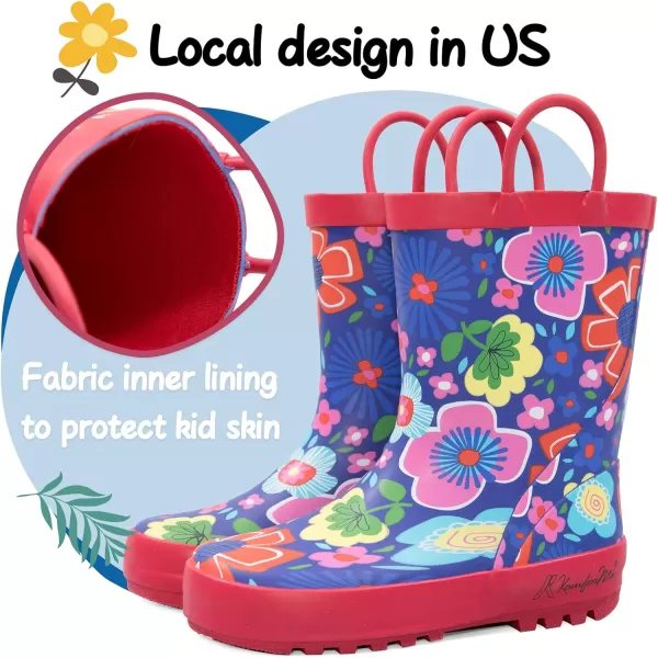 K KomForme Kids Rain Boots Waterproof Printed Rubber boots with Handles