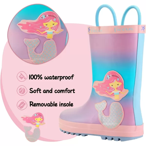 K KomForme Kids Rain Boots Waterproof Printed Rubber boots with Handles