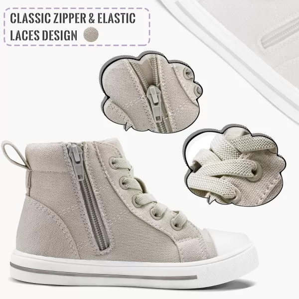 K KomForme Kids Sneakers for Boys and Girls Toddler Canvas High Top Walking Causal Shoes with Zipper