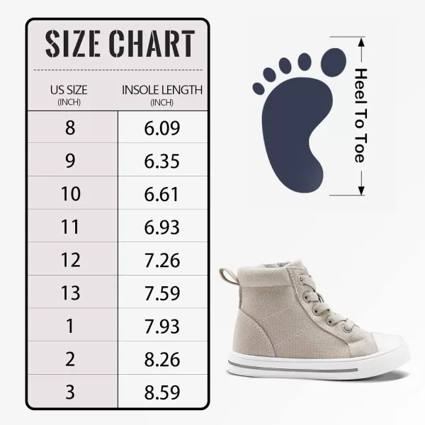 K KomForme Kids Sneakers for Boys and Girls Toddler Canvas High Top Walking Causal Shoes with Zipper
