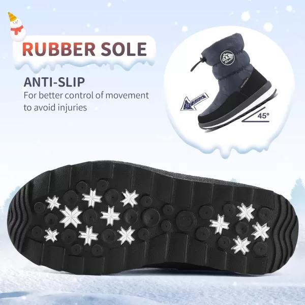 K KomForme Kids Snow Boots for Boys Girls Toddler Winter Outdoor Boots Waterproof with Fur Lined 