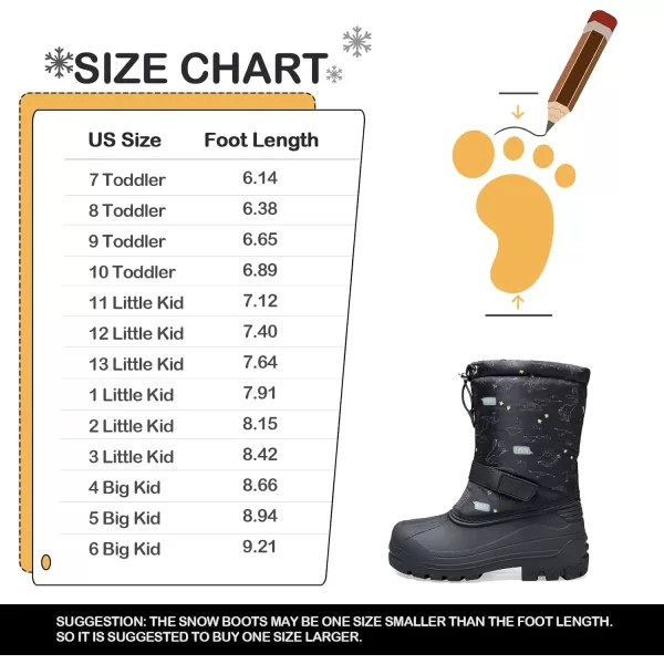 K KomForme Snow Boots for Boys &amp; Girls Warm Waterproof Slip Resistant Winter Shoes 