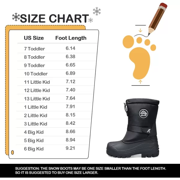 K KomForme Snow Boots for Boys &amp; Girls Warm Waterproof Slip Resistant Winter Shoes 