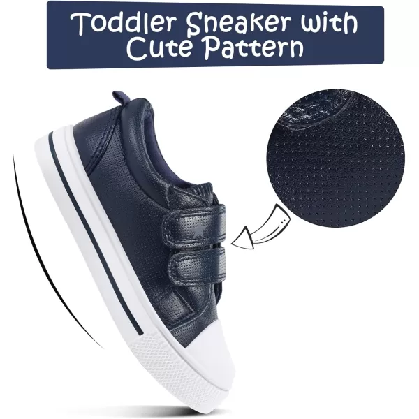 K KomForme Toddler Boys &amp; Girls Shoes Kids Canvas Sneakers with Cartoon Dual Hook and Loops
