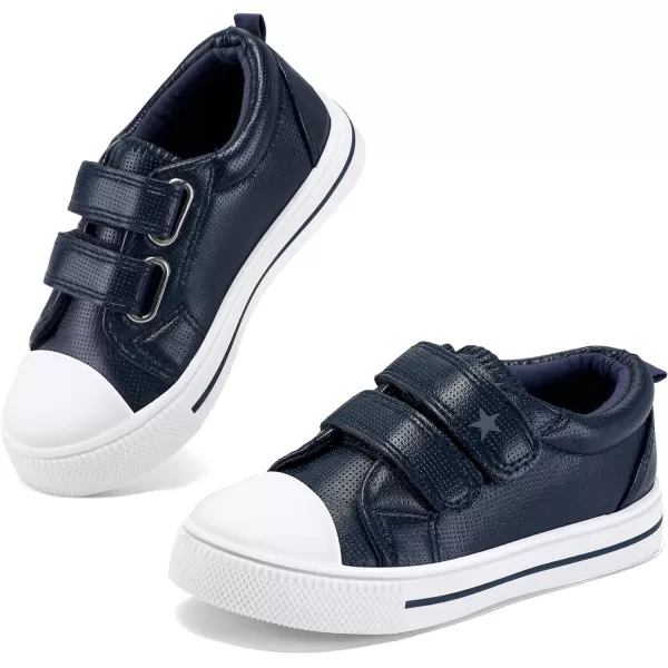 K KomForme Toddler Boys &amp; Girls Shoes Kids Canvas Sneakers with Cartoon Dual Hook and Loops