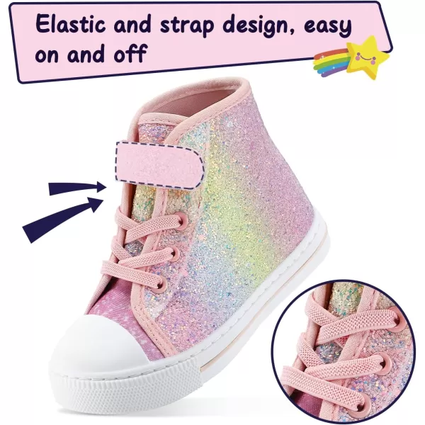 K KomForme Toddler Boys and Girls Sneakers Canvas High Top Sneakers Kids Walking Shoes