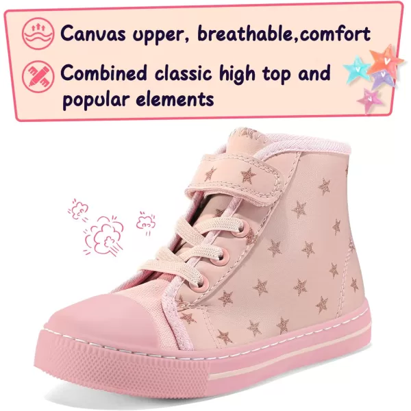 K KomForme Toddler Boys and Girls Sneakers Canvas High Top Sneakers Kids Walking Shoes