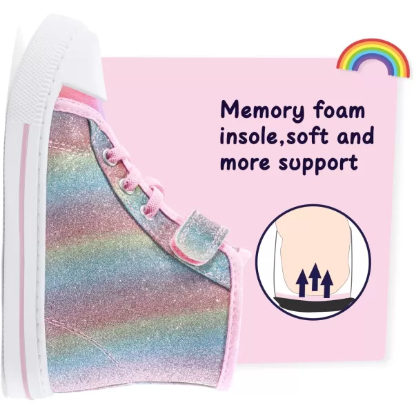 K KomForme Toddler Boys and Girls Sneakers Canvas High Top Sneakers Kids Walking Shoes