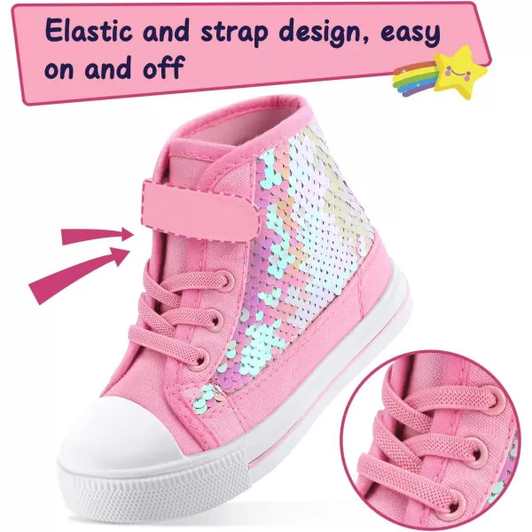 K KomForme Toddler Boys and Girls Sneakers Canvas High Top Sneakers Kids Walking Shoes