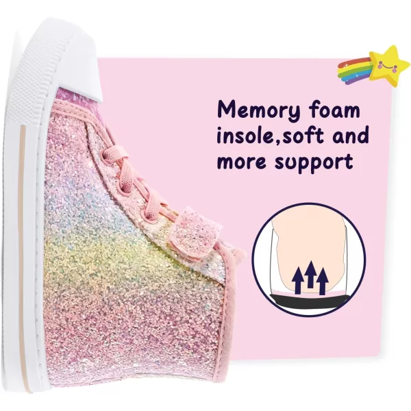 K KomForme Toddler Boys and Girls Sneakers Canvas High Top Sneakers Kids Walking Shoes