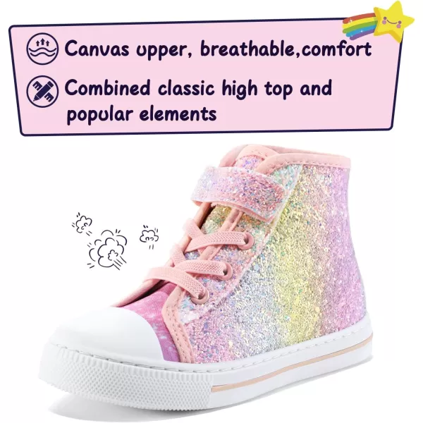 K KomForme Toddler Boys and Girls Sneakers Canvas High Top Sneakers Kids Walking Shoes